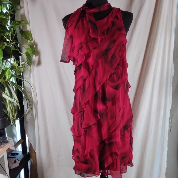 White House Black Market Dresses & Skirts - White House | Black Market Red Rose Waterfall Style Sleeveless Dress - Sz. M